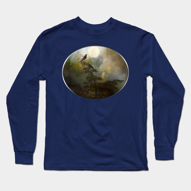 Crows In Tree Gothic Art Long Sleeve T-Shirt by bhymer